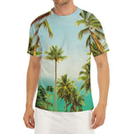 Coconut Tree Print Men's Short Sleeve Rash Guard