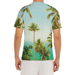 Coconut Tree Print Men's Short Sleeve Rash Guard