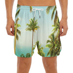 Coconut Tree Print Men's Split Running Shorts