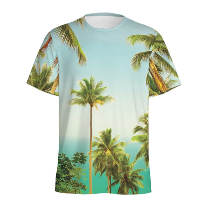 Coconut Tree Print Men's Sports T-Shirt