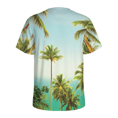 Coconut Tree Print Men's Sports T-Shirt
