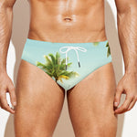 Coconut Tree Print Men's Swim Briefs