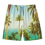 Coconut Tree Print Men's Swim Trunks