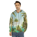Coconut Tree Print Men's Velvet Pullover Hoodie