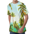 Coconut Tree Print Men's Velvet T-Shirt