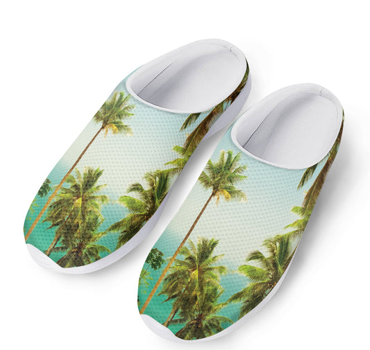 Coconut Tree Print Mesh Casual Shoes