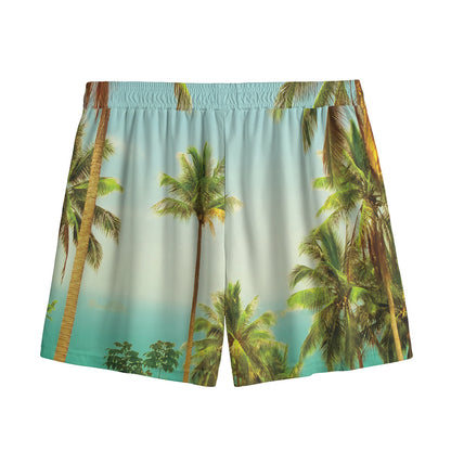 Coconut Tree Print Mesh Shorts