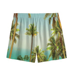 Coconut Tree Print Mesh Shorts