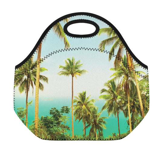 Coconut Tree Print Neoprene Lunch Bag