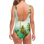 Coconut Tree Print One Piece Swimsuit
