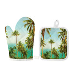 Coconut Tree Print Oven Mitt And Pot Holder Set