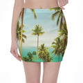 Coconut Tree Print Pencil Mini Skirt