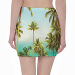 Coconut Tree Print Pencil Mini Skirt