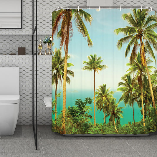 Coconut Tree Print Polyester Shower Curtain