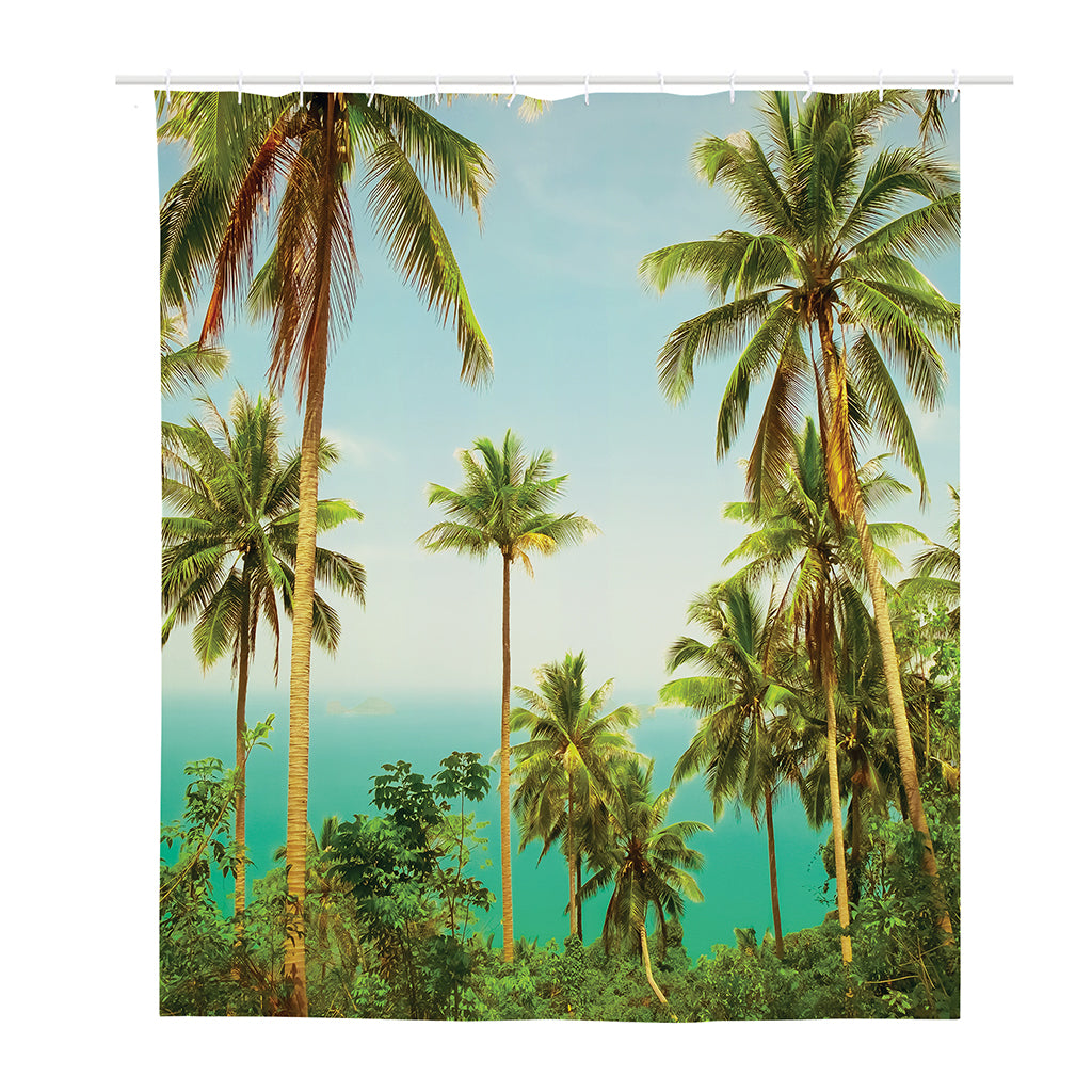 Coconut Tree Print Polyester Shower Curtain