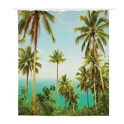 Coconut Tree Print Polyester Shower Curtain