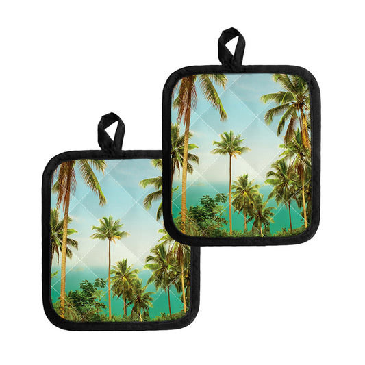 Coconut Tree Print Pot Holders