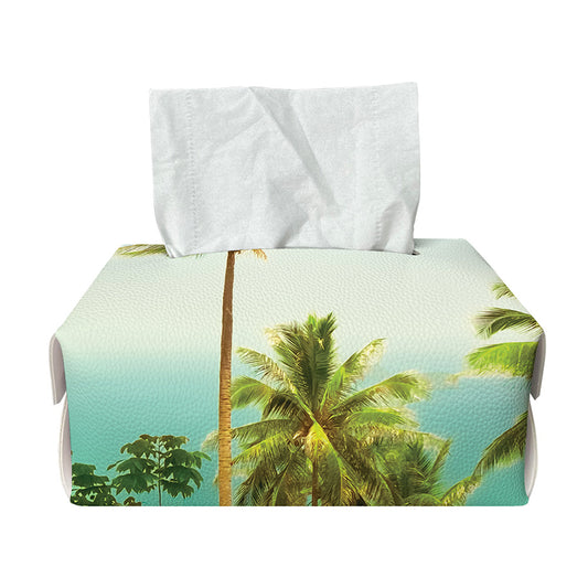 Coconut Tree Print Rectangle Tissue Box Cover