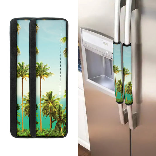 Coconut Tree Print Refrigerator Handle Covers