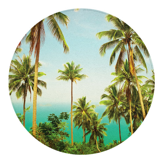 Coconut Tree Print Round Blanket