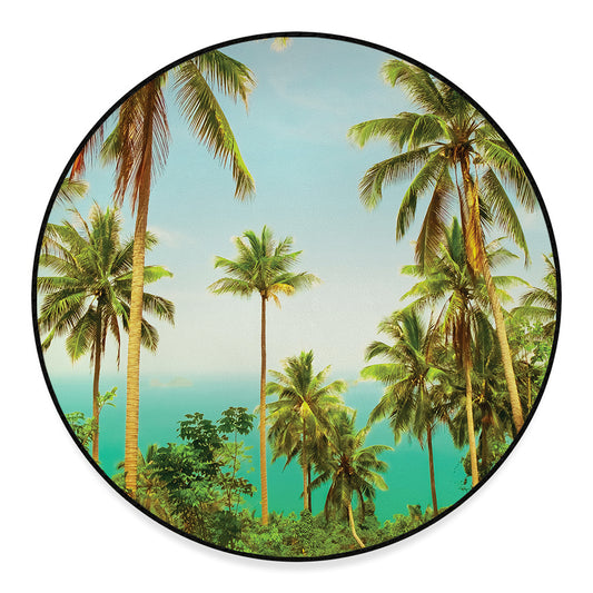 Coconut Tree Print Round Floor Mat