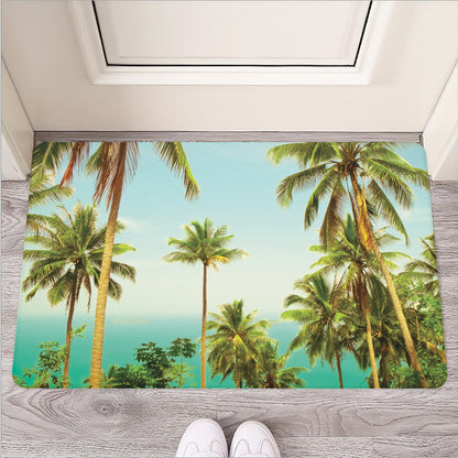 Coconut Tree Print Rubber Doormat