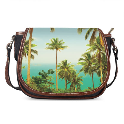 Coconut Tree Print Saddle Bag