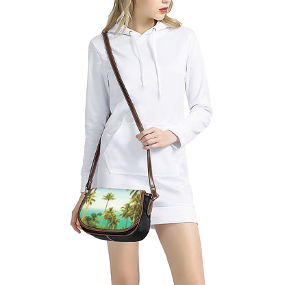 Coconut Tree Print Saddle Bag