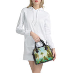 Coconut Tree Print Shoulder Handbag