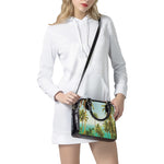 Coconut Tree Print Shoulder Handbag