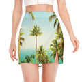 Coconut Tree Print Side Slit Mini Skirt
