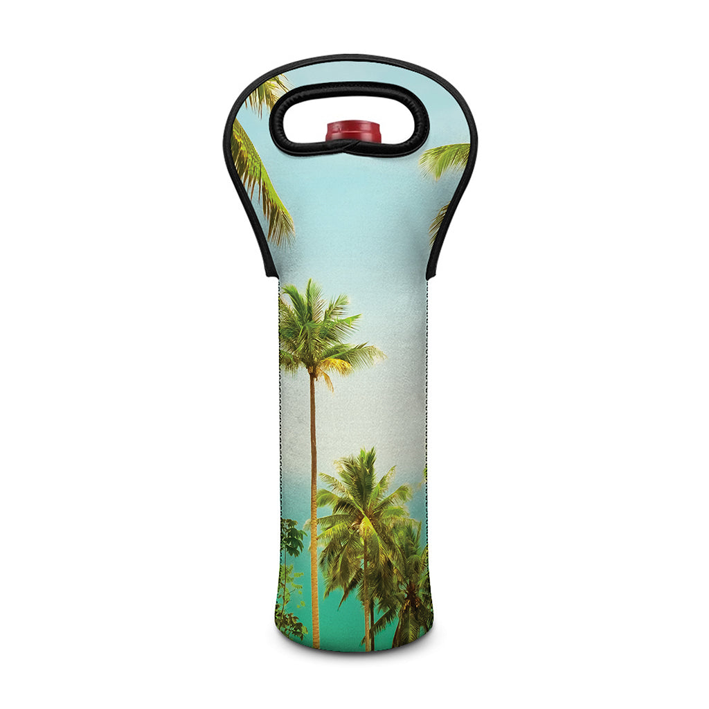 Coconut Tree Print Single Neoprene Wine Tote