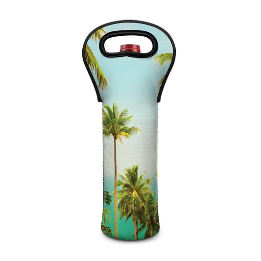 Coconut Tree Print Single Neoprene Wine Tote