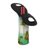 Coconut Tree Print Single Neoprene Wine Tote