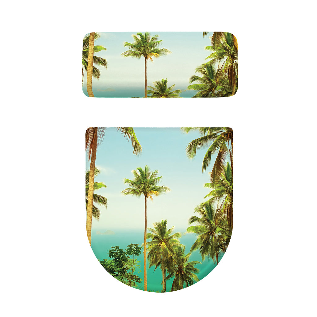Coconut Tree Print Toilet Lid And Tank Cover Set