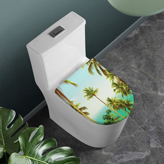 Coconut Tree Print Toilet Lid Cover