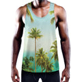 Coconut Tree Print Men's Workout Tank Top