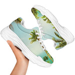 Coconut Tree Print White Chunky Shoes