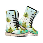 Coconut Tree Print Winter Boots