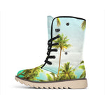 Coconut Tree Print Winter Boots