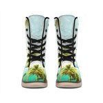Coconut Tree Print Winter Boots