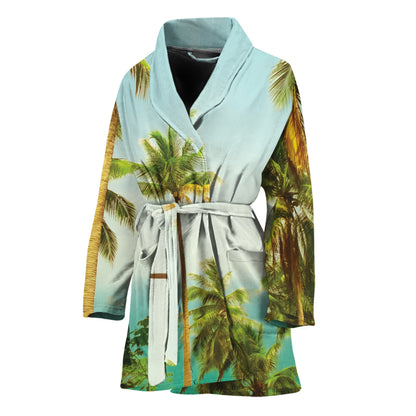 Coconut Tree Print Women's Bathrobe