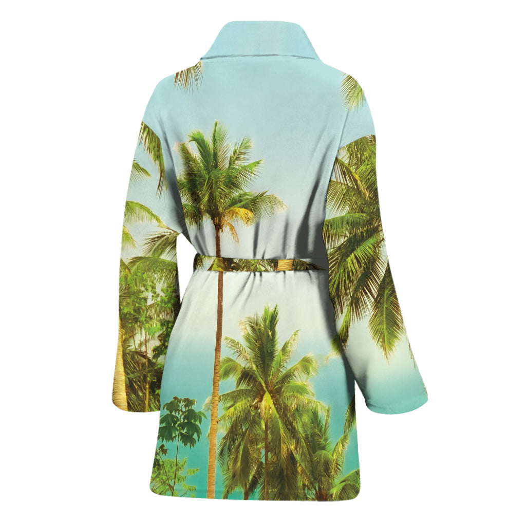 Coconut Tree Print Women's Bathrobe