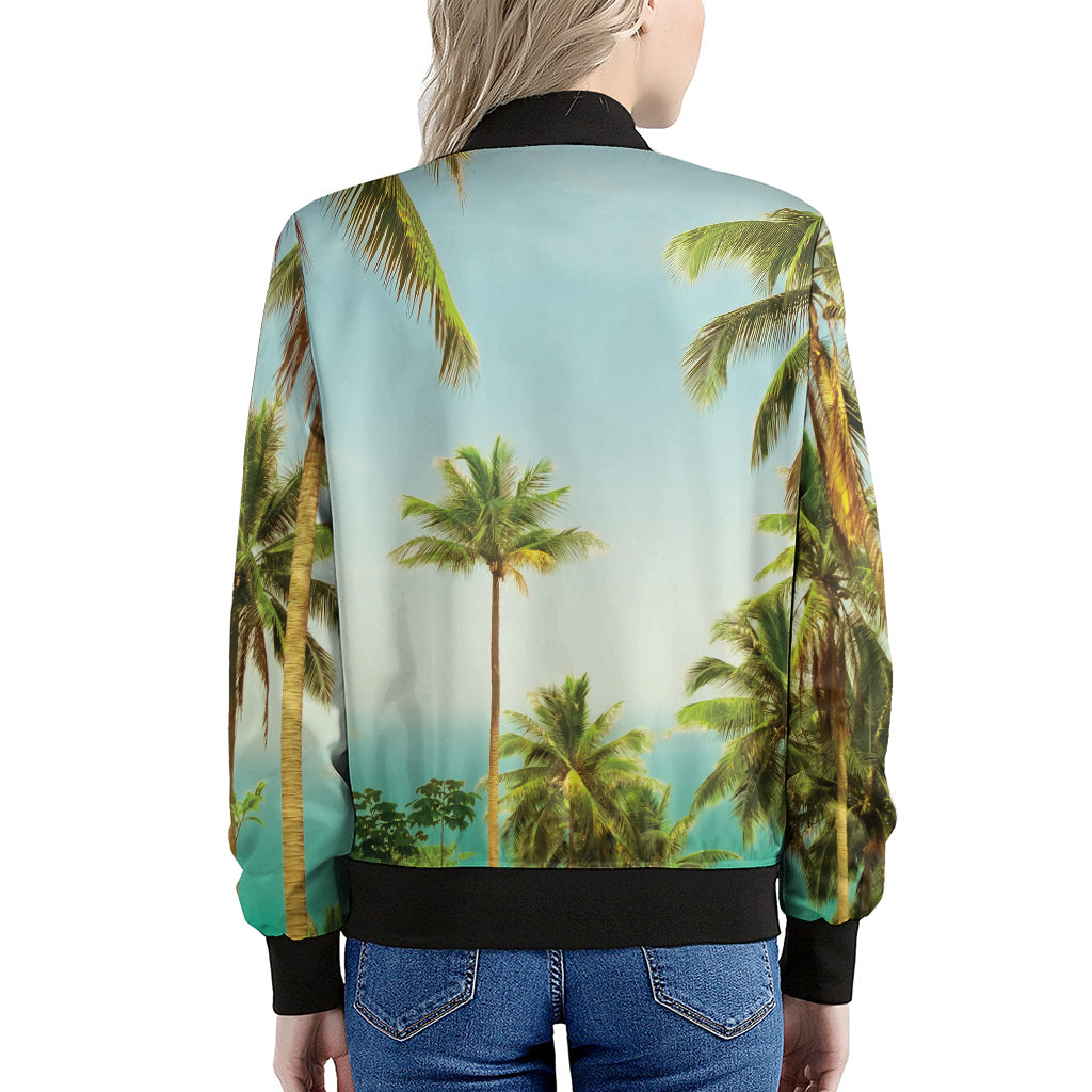 Coconut Tree Print Women's Bomber Jacket