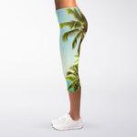 Coconut Tree Print Women's Capri Leggings