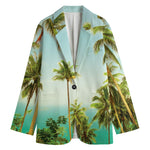 Coconut Tree Print Women's Cotton Blazer
