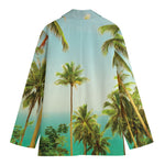 Coconut Tree Print Women's Cotton Blazer
