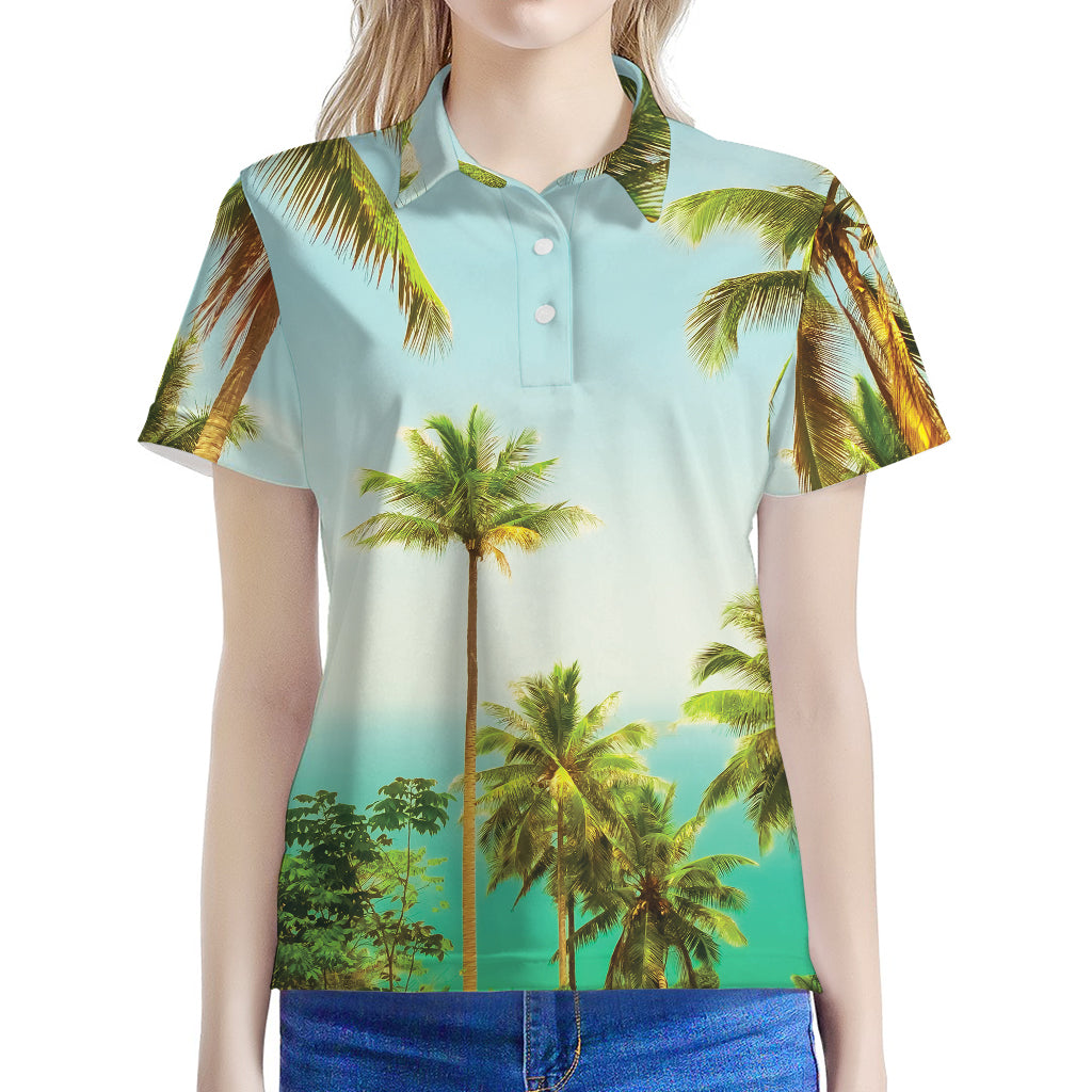 Coconut Tree Print Women's Polo Shirt