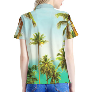 Coconut Tree Print Women's Polo Shirt