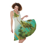 Coconut Tree Print Women's Sleeveless Dress